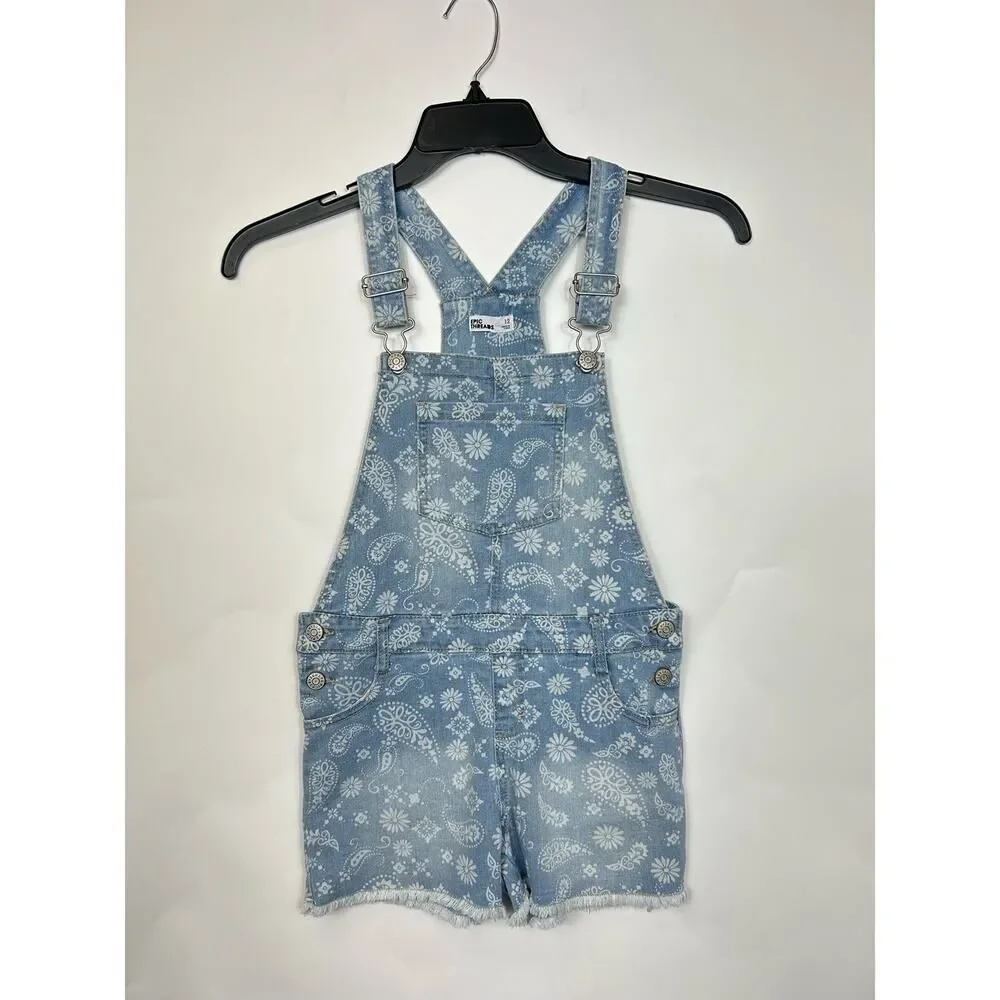 Epic Threads Girls Light-wash Paisley Overalls‎ Size 12
